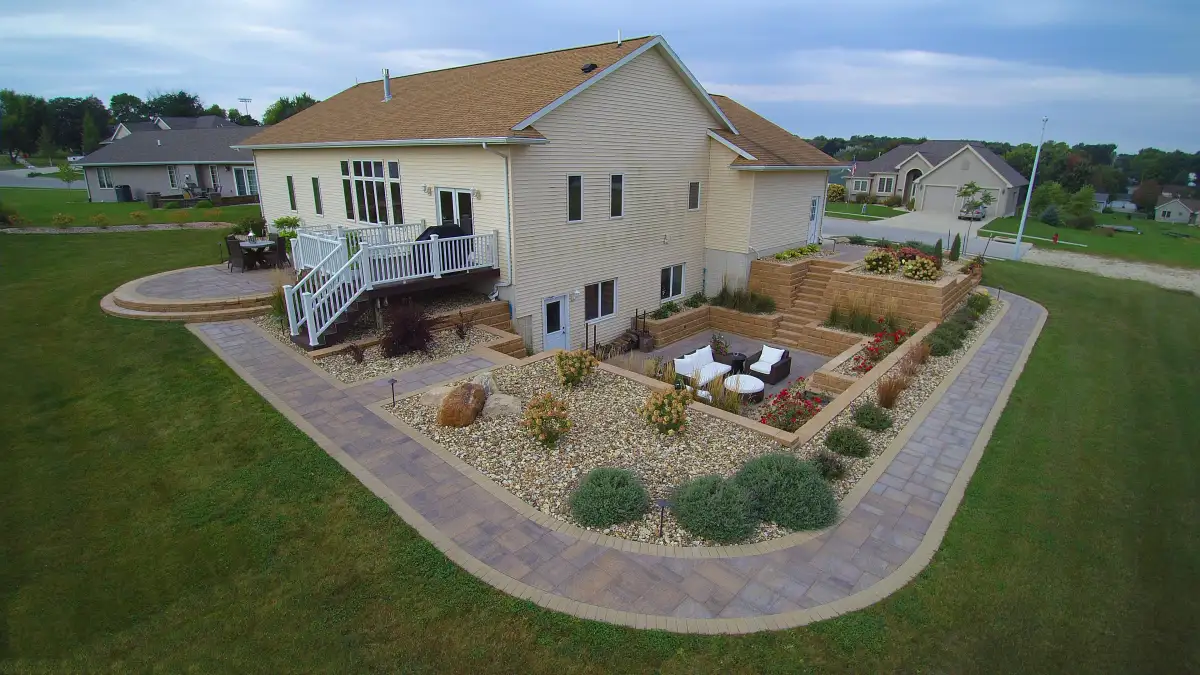 Custom paver patio and retaining wall project in Iowa