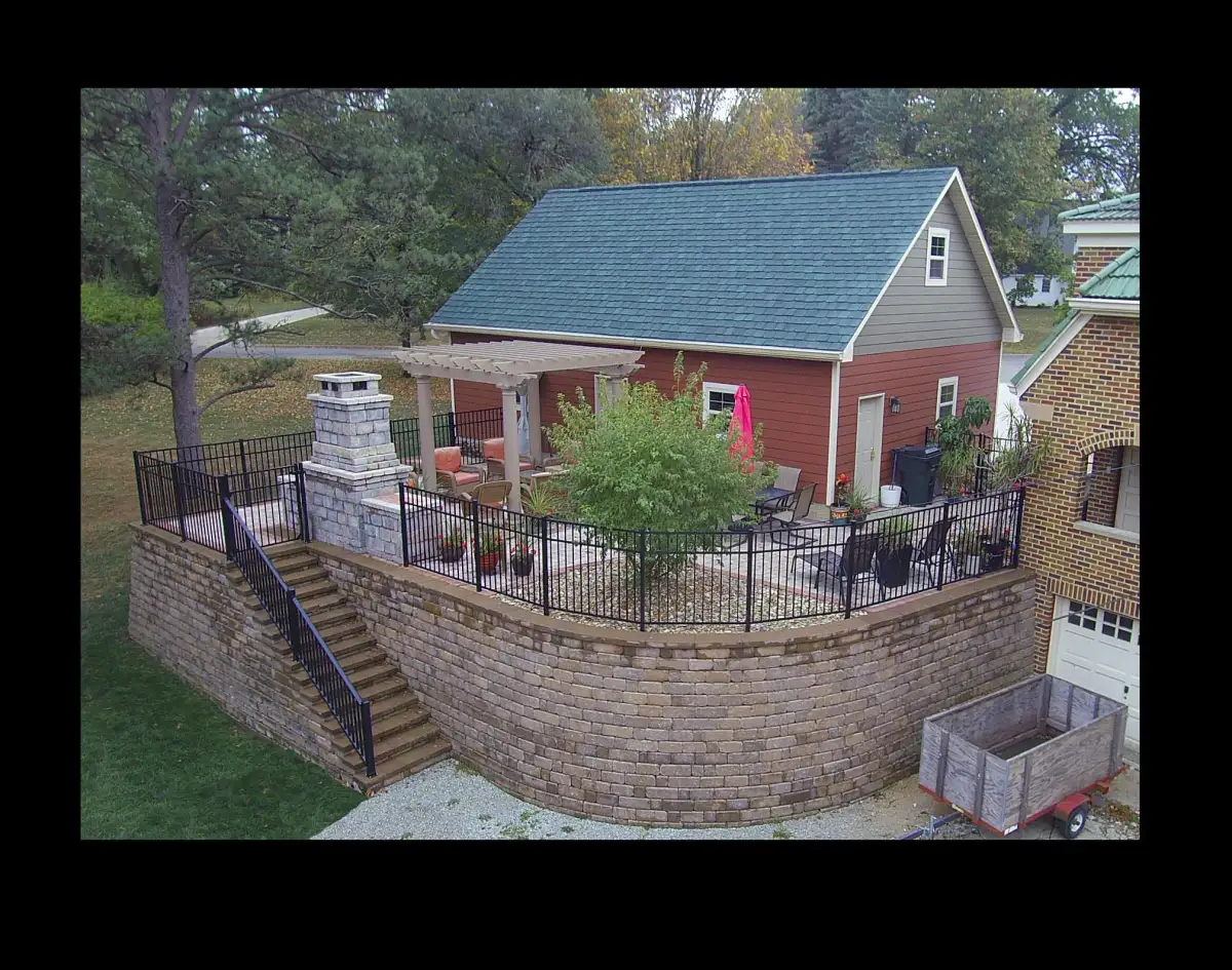Landscape bed with fresh mulch and ornamental plantings in Waterloo Iowa
