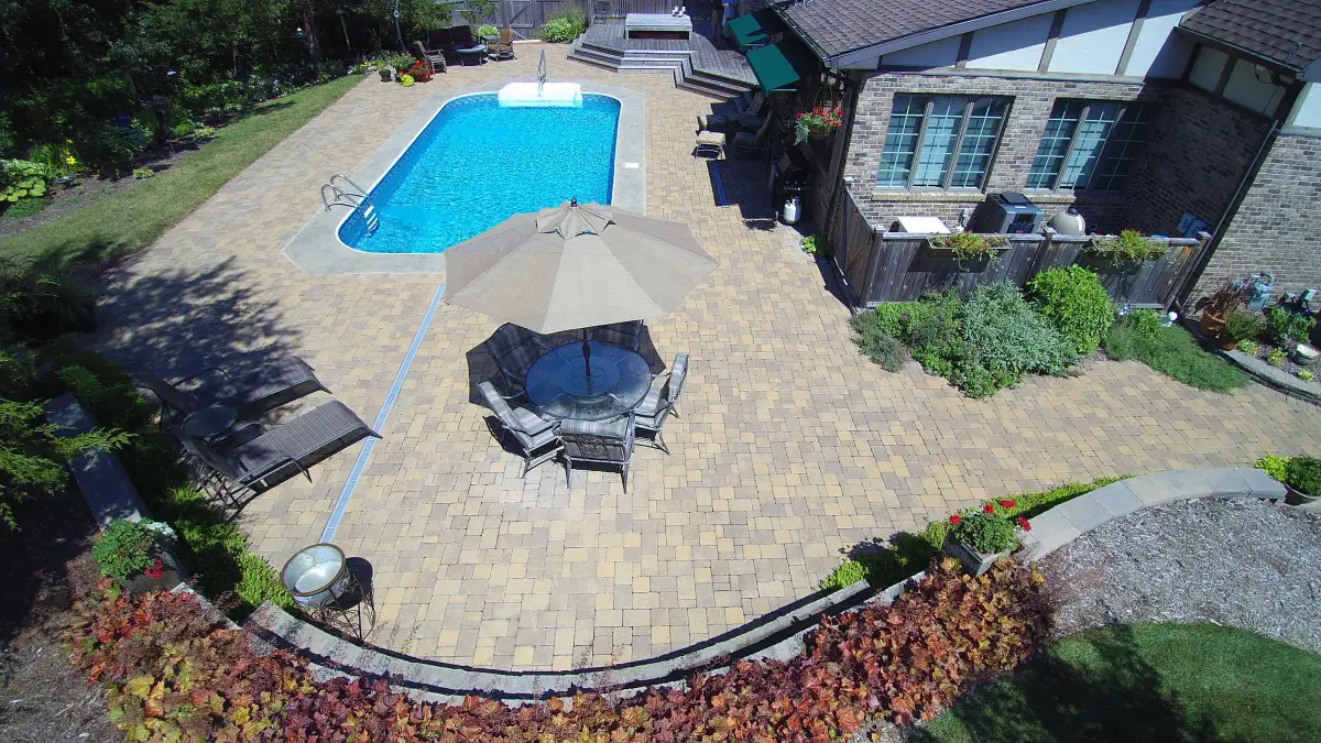 Outdoor living space with patio and landscaping near Hudson Iowa