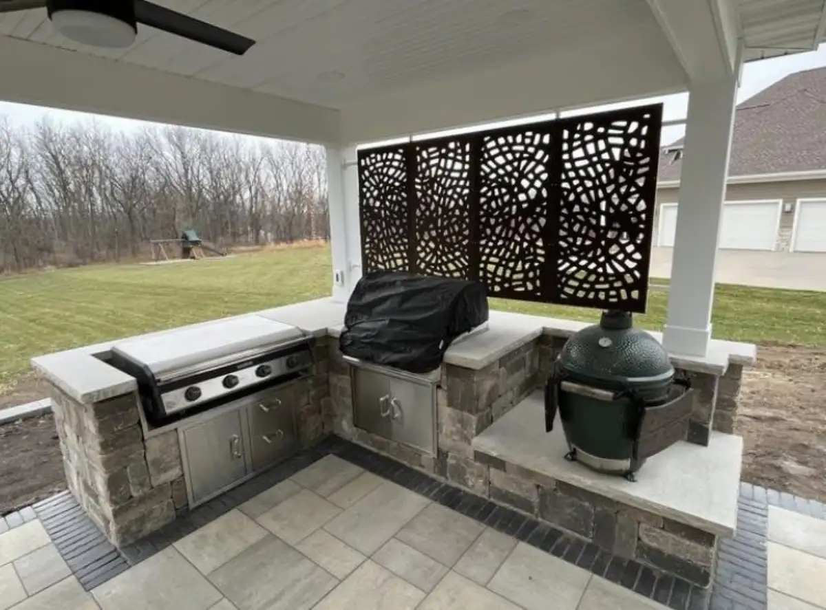 Completed outdoor cooking space in Cedar Valley Iowa